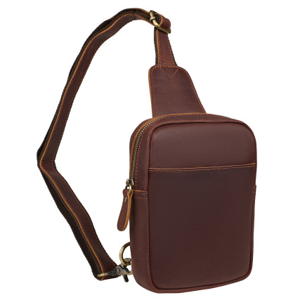 Мужской кожаный рюкзак через плечо Buffalo Bags коричневый M9254C – Фото 2