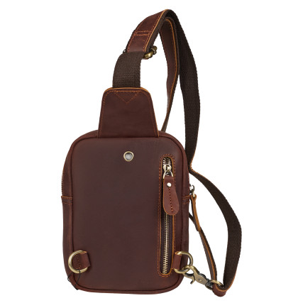 Мужской кожаный рюкзак через плечо Buffalo Bags коричневый M9254C – Фото 4