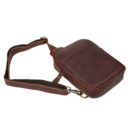 Мужской кожаный рюкзак через плечо Buffalo Bags коричневый M9254C – Фото 5