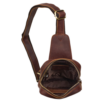 Мужской кожаный рюкзак через плечо Buffalo Bags коричневый M9254C – Фото 6