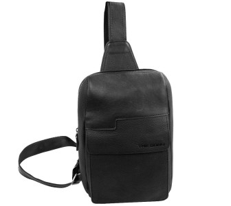 Рюкзак кожаный через плечо BOND черный 1402-281