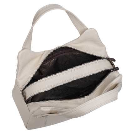 Кожаная женская сумка Desisan бежевая 850-281 – Фото 6