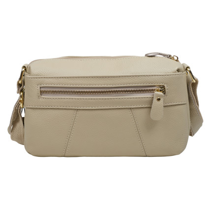 Кожаная женская сумка Mike Browen бежевая MB7763beige