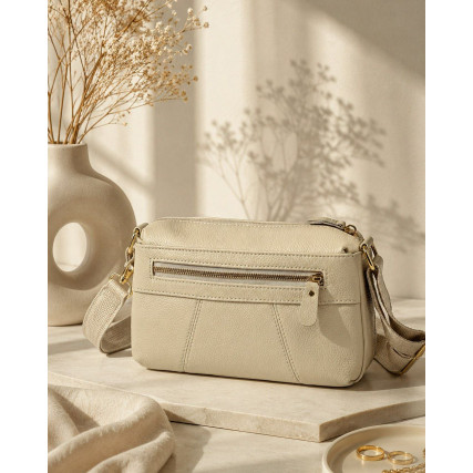 Кожаная женская сумка Mike Browen бежевая MB7763beige – Фото 7