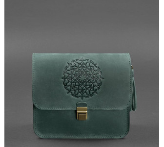 Кожаная женская бохо-сумка Лилу Blanknote зеленая BN-BAG-3-iz-man