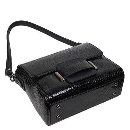 Женская кожаная сумка Desisan черная 2045-633 кроко лак