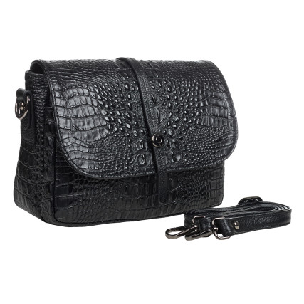Женская кожаная сумка Desisan черная 2048-1011 кроко – Фото 2