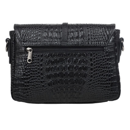 Женская кожаная сумка Desisan черная 2048-1011 кроко – Фото 4