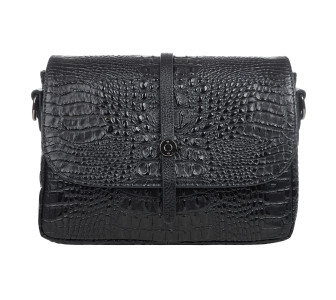Женская кожаная сумка Desisan черная 2048-1011 кроко