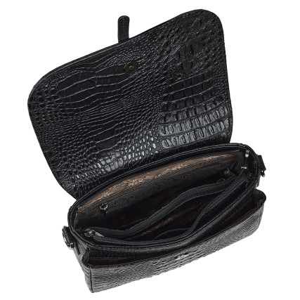 Женская кожаная сумка Desisan черная 2048-1011 кроко – Фото 6