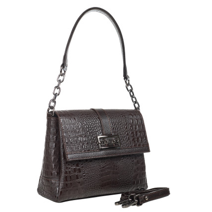 Женская кожаная сумка Desisan коричневая 4035-1019 кроко – Фото 2