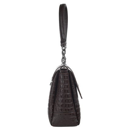 Женская кожаная сумка Desisan коричневая 4035-1019 кроко – Фото 3