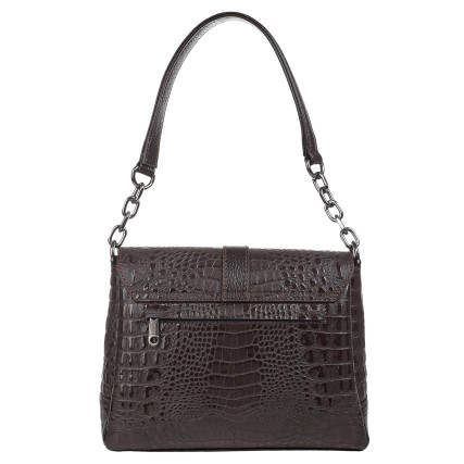 Женская кожаная сумка Desisan коричневая 4035-1019 кроко – Фото 4