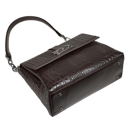 Женская кожаная сумка Desisan коричневая 4035-1019 кроко – Фото 5