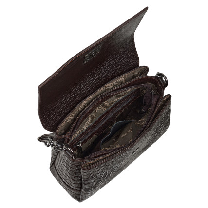Женская кожаная сумка Desisan коричневая 4035-1019 кроко – Фото 6