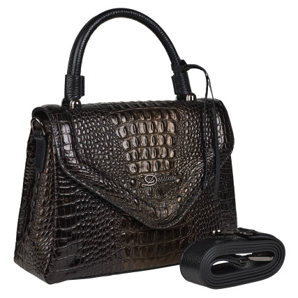 Женская кожаная сумка Desisan коричневая 5006-4229 кроко – Фото 2