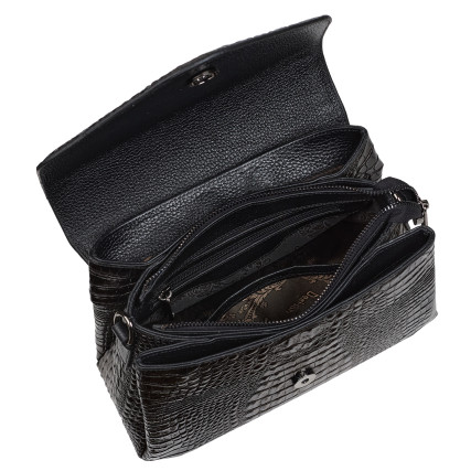 Женская кожаная сумка Desisan коричневая 5006-4229 кроко – Фото 6