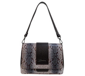 Женская кожаная сумка Desisan серо-коричневая 2050-180 лак