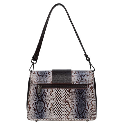 Женская кожаная сумка Desisan серо-коричневая 2050-180 лак – Фото 4