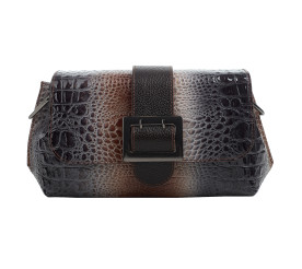 Женская кожаная сумка Desisan серый 7156-757 кроко лак