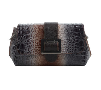 Женская кожаная сумка Desisan серый 7156-757 кроко лак