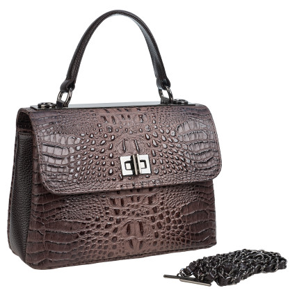 Женская кожаная сумка Desisan темно-бежевая 2047-4229 кроко – Фото 2