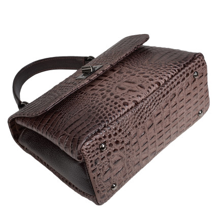 Женская кожаная сумка Desisan темно-бежевая 2047-4229 кроко – Фото 5