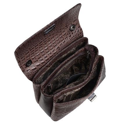 Женская кожаная сумка Desisan темно-бежевая 2047-4229 кроко – Фото 6