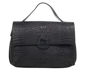 Женская кожаная сумка KARYA черная 2447-630 кроко