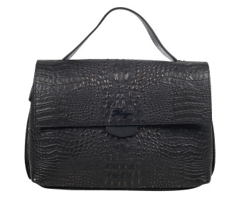 Женская кожаная сумка KARYA черная 2447-630 кроко