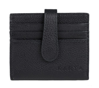 Кожаный картхолдер с портмоне черный Karya 0045-45