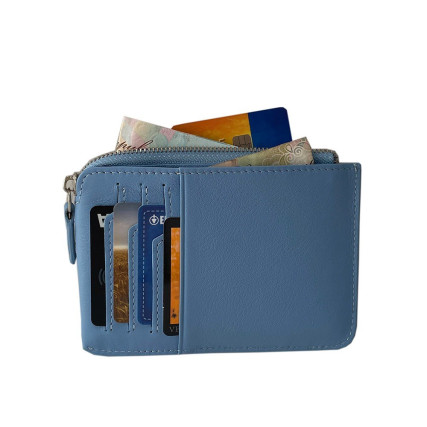 Женский кожаный кошелек-кредитница TONY PEROTTI голубой Contatto 3825N baby – Фото 4