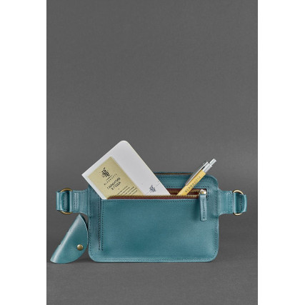Кожаная зеленая поясная сумка Dropbag Mini Blanknote