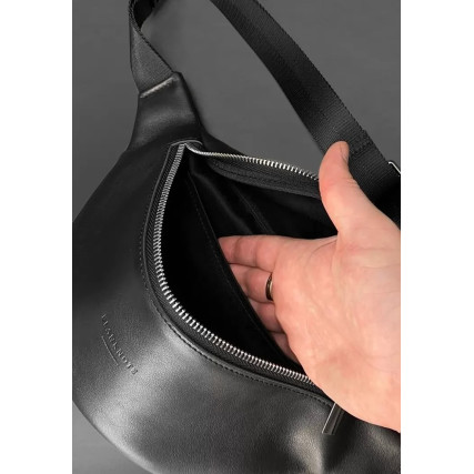 Кожаная поясная сумка-бананка Kanny черная BN-BAG-59-1-g – Фото 5