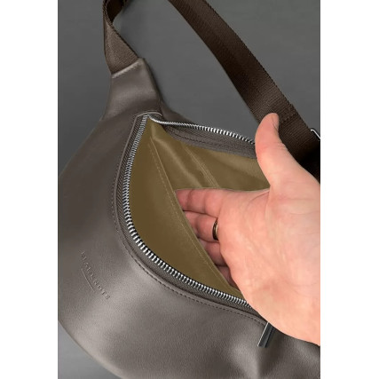 Кожаная поясная сумка-бананка Kanny кофейная BN-BAG-59-1-beige – Фото 5