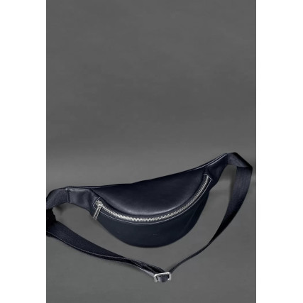 Кожаная поясная сумка-бананка Kanny синяя BN-BAG-59-1-navy-blue – Фото 3