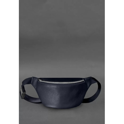 Кожаная поясная сумка-бананка Kanny синяя BN-BAG-59-1-navy-blue – Фото 1