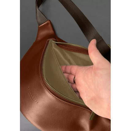 Кожаная поясная сумка-бананка Kanny светло-коричневая BN-BAG-59-1-k – Фото 5