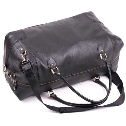 Кожаная черная дорожная сумка саквояж Sak-002black – Фото 3