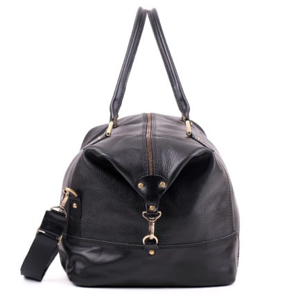 Кожаная черная дорожная сумка саквояж Sak-002black – Фото 4