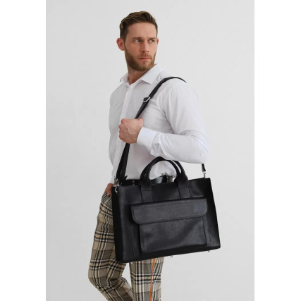 Сумка кожаная Blanknote для ноутбука и документов черная BN-BAG-50-g – Фото 2