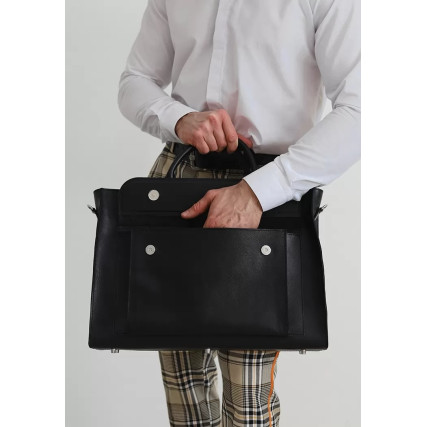 Сумка кожаная Blanknote для ноутбука и документов черная BN-BAG-50-g – Фото 3