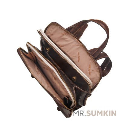 Женский кожаный рюкзак Virginia Conti (Италия) коричневый VCm00949/0603brown – Фото 5