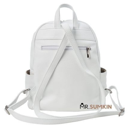 Женский кожаный рюкзак Virginia Conti (Италия) белый VC02174white – Фото 4